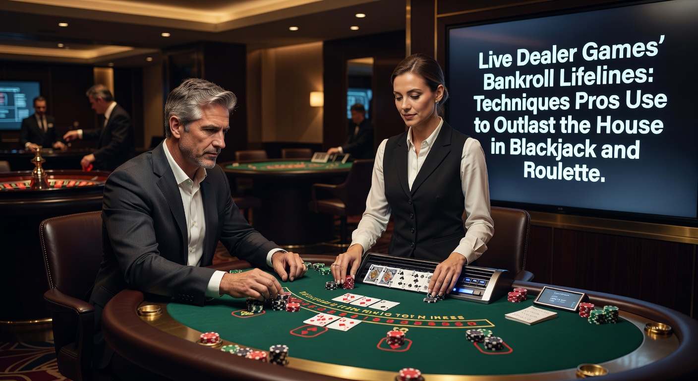Close-up of live dealer roulette wheel in motion with chips stacked strategically, digital interface showing bet progression