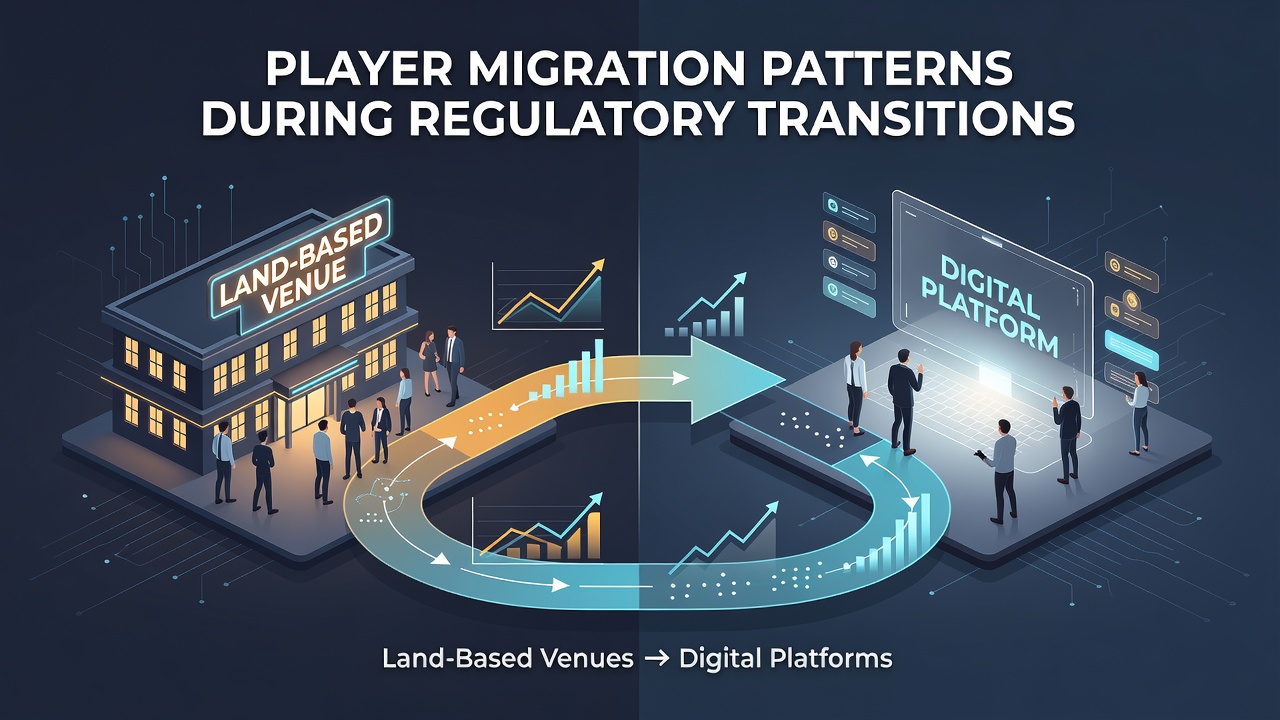 Chart showing data trends of player activity shifts between land-based and digital gaming during regulatory changes